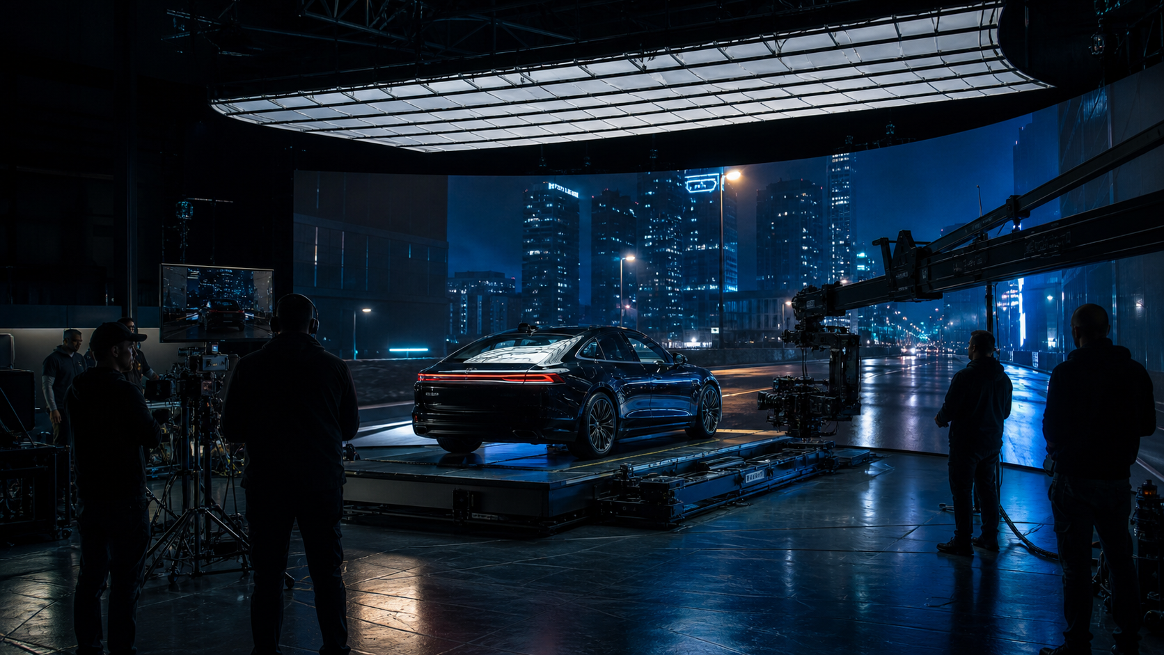 LED volume virtual production environment for in-camera VFX driving scenes